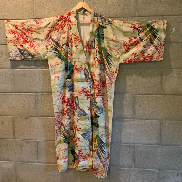 Vintage Japanese hand painted robe kimono floral - Picture 3 of 15